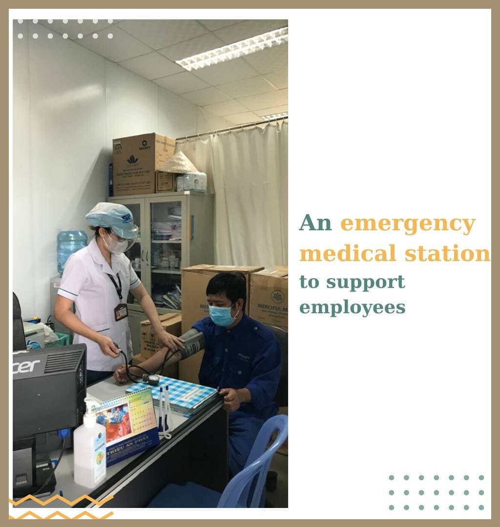 an emergency medical station to support employees when having health problems