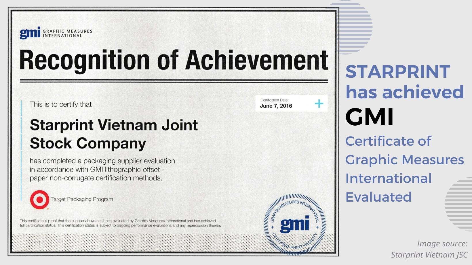 starprint achieved gmi in 2016